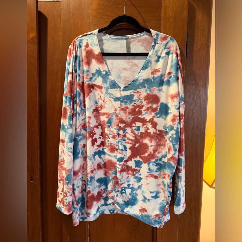 Honeyme Multicolor Tie-Dye V-Neck Tunic